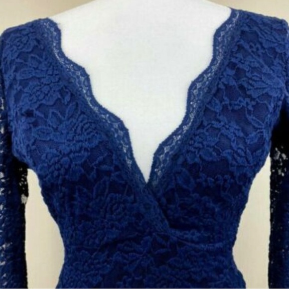 Beautiful Blue Lace Mini Dress - Picture 4 of 4